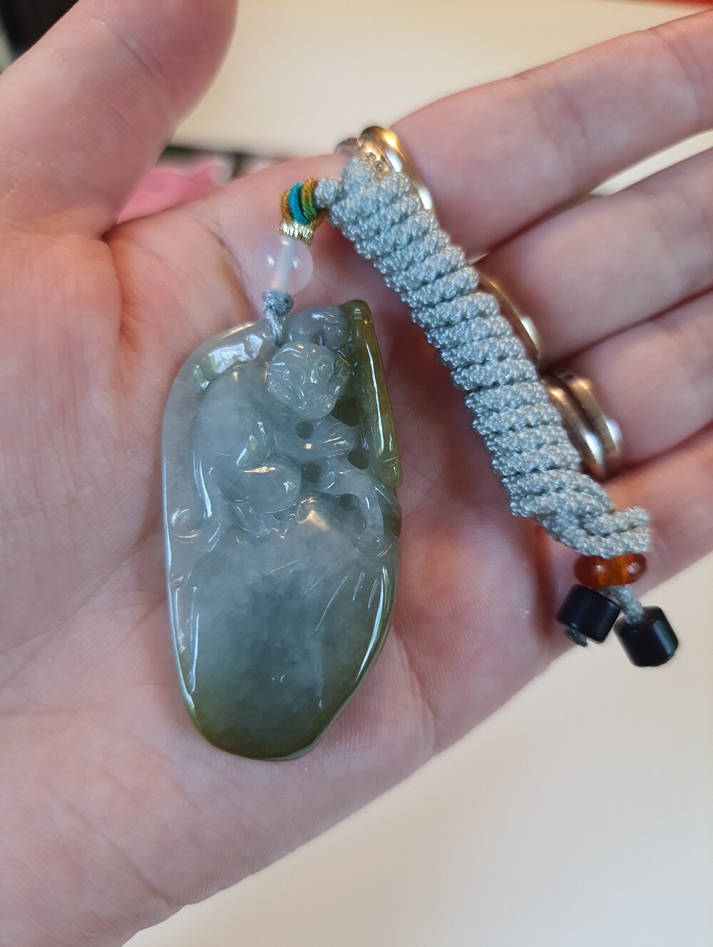 Natural Untreated Monkey Burmese Jadeite Jade Pendant Necklace
